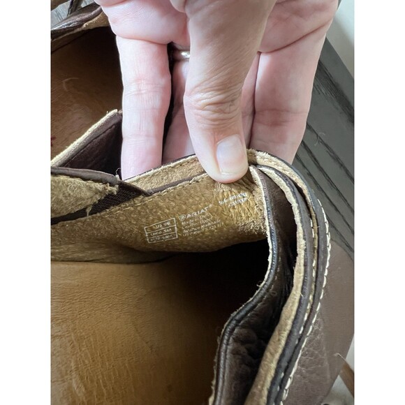 Ariat Shoes Womens Size 9 B Brown Leather Embroidered Floral Clogs Comfort - Picture 9 of 10